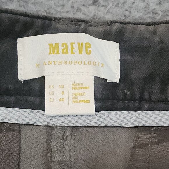 Maeve Anthropologie Womens Pants Size 8 Flare Green Pockets Cotton Blend Velvet - Picture 10 of 14